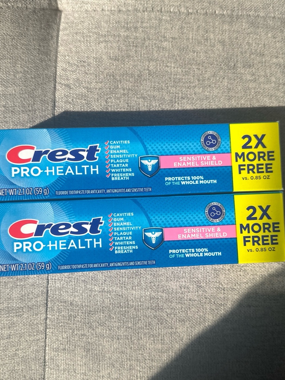 LOT 2 x Crest Pro-Health Fluoride Toothpaste Sensitive & Enamel Shield 2.6 oz Ea